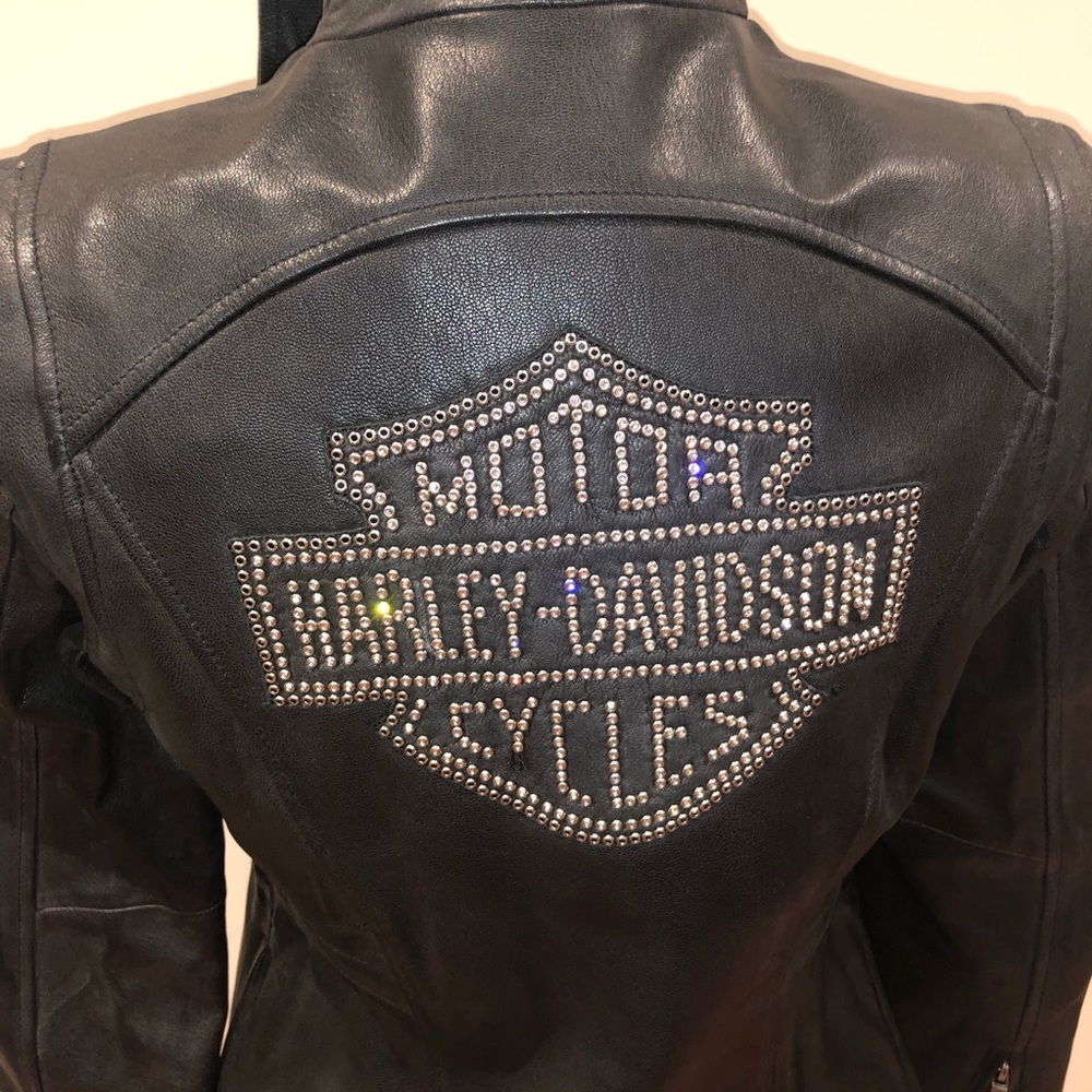 Harley-Davidson Black Leather Jacket with Silver Studs